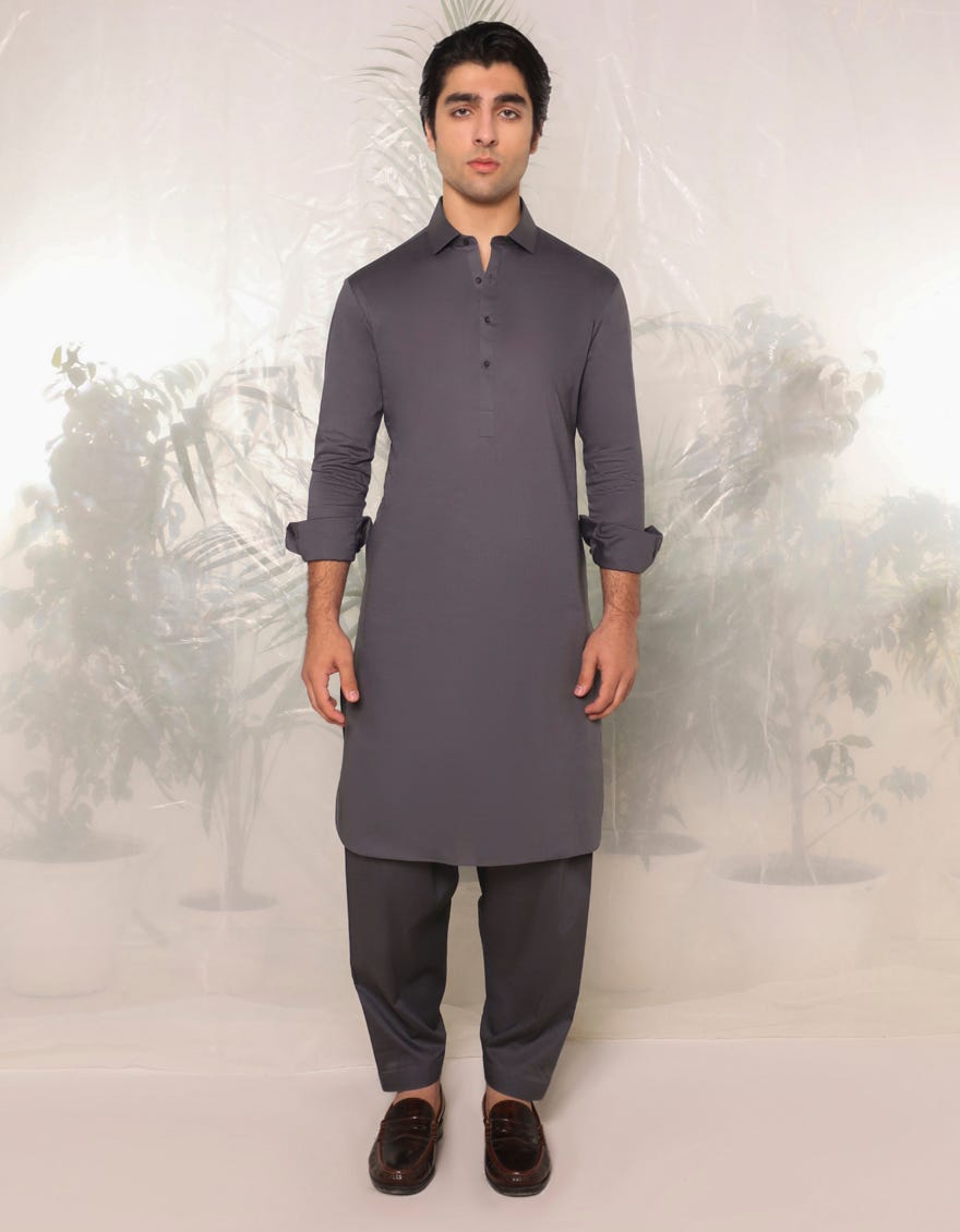 GREY COTTON KAMEEZ SHALWAR | JTKS-A-46360
