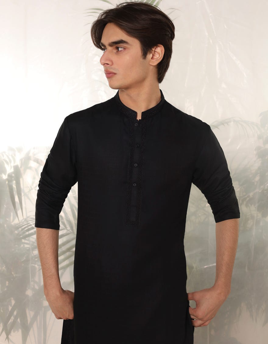 BLACK BLENDED KURTA | JTK-A-46381