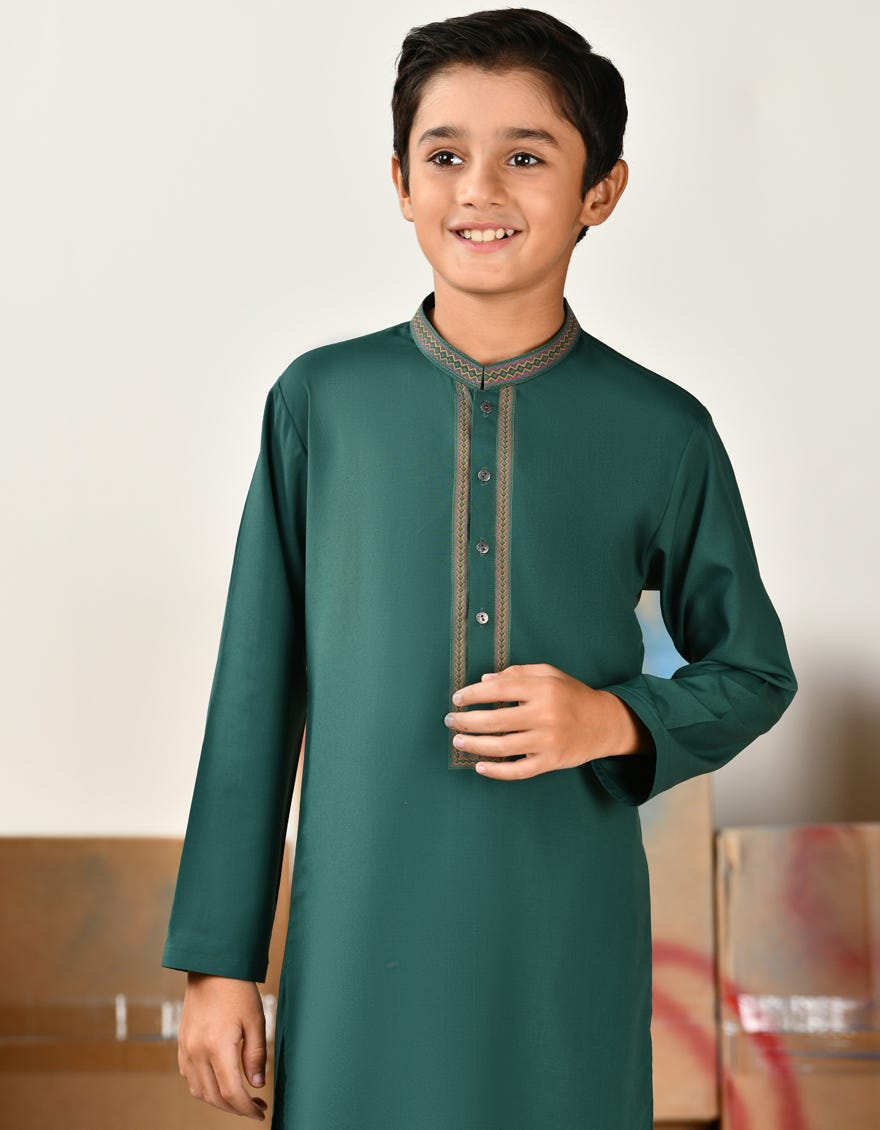 GREEN BLENDED KURTA PAJAMA | JCKP-A-46393