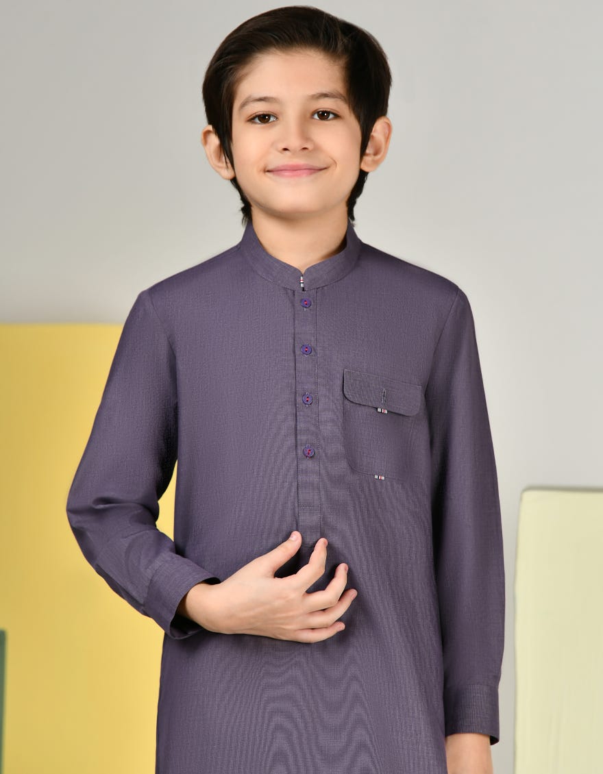 PURPLE BLENDED KURTA PAJAMA | JCKP-A-46397