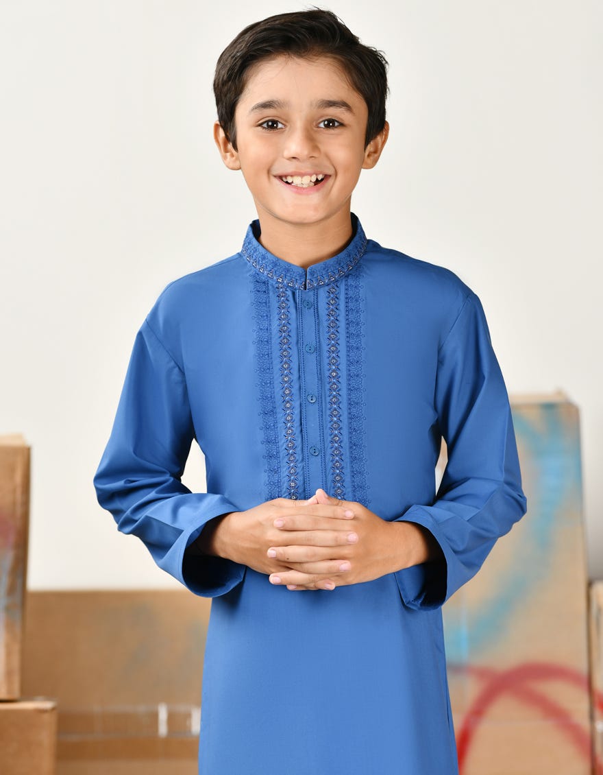 BLUE BLENDED KAMEEZ SHALWAR | JCKS-A-46406