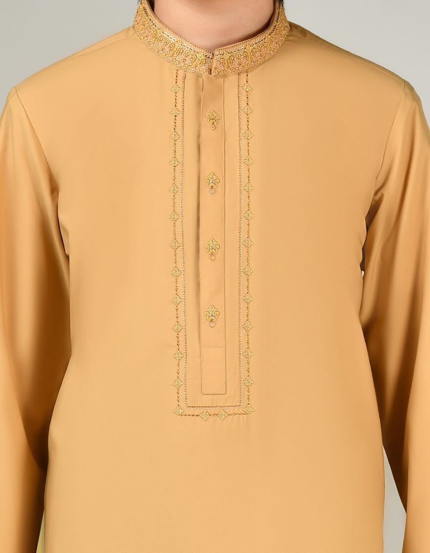 GOLD BLENDED KAMEEZ SHALWAR | JCKS-A-46407