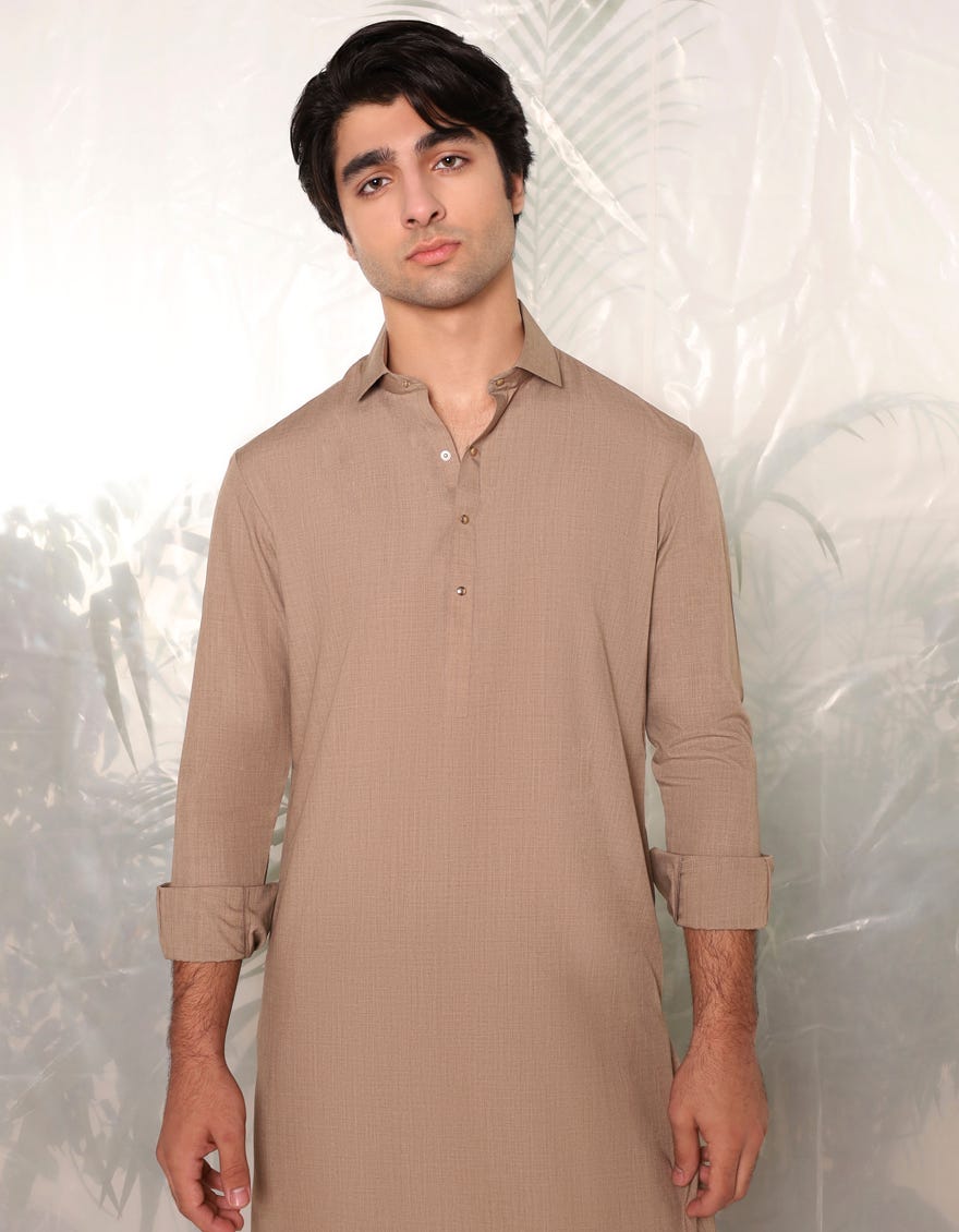 LIGHT BROWN BLENDED KAMEEZ SHALWAR | JTKS-A-46418