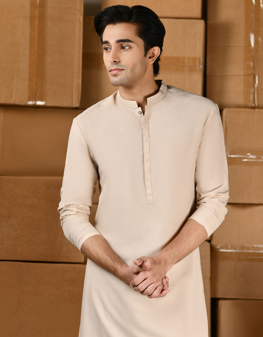 LIGHT PEACH BLENDED KAMEEZ SHALWAR | JTKS-A-46424