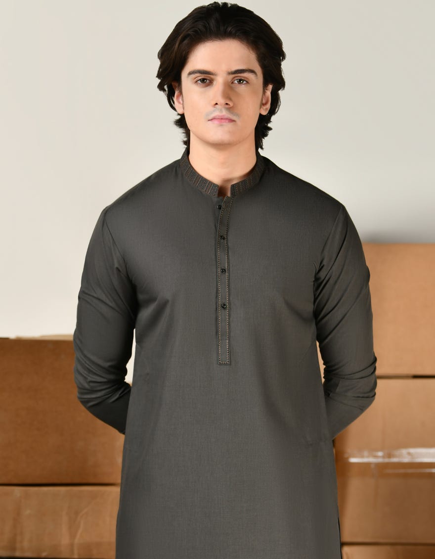 MUD GREEN BLENDED KAMEEZ SHALWAR | JTKS-A-46433