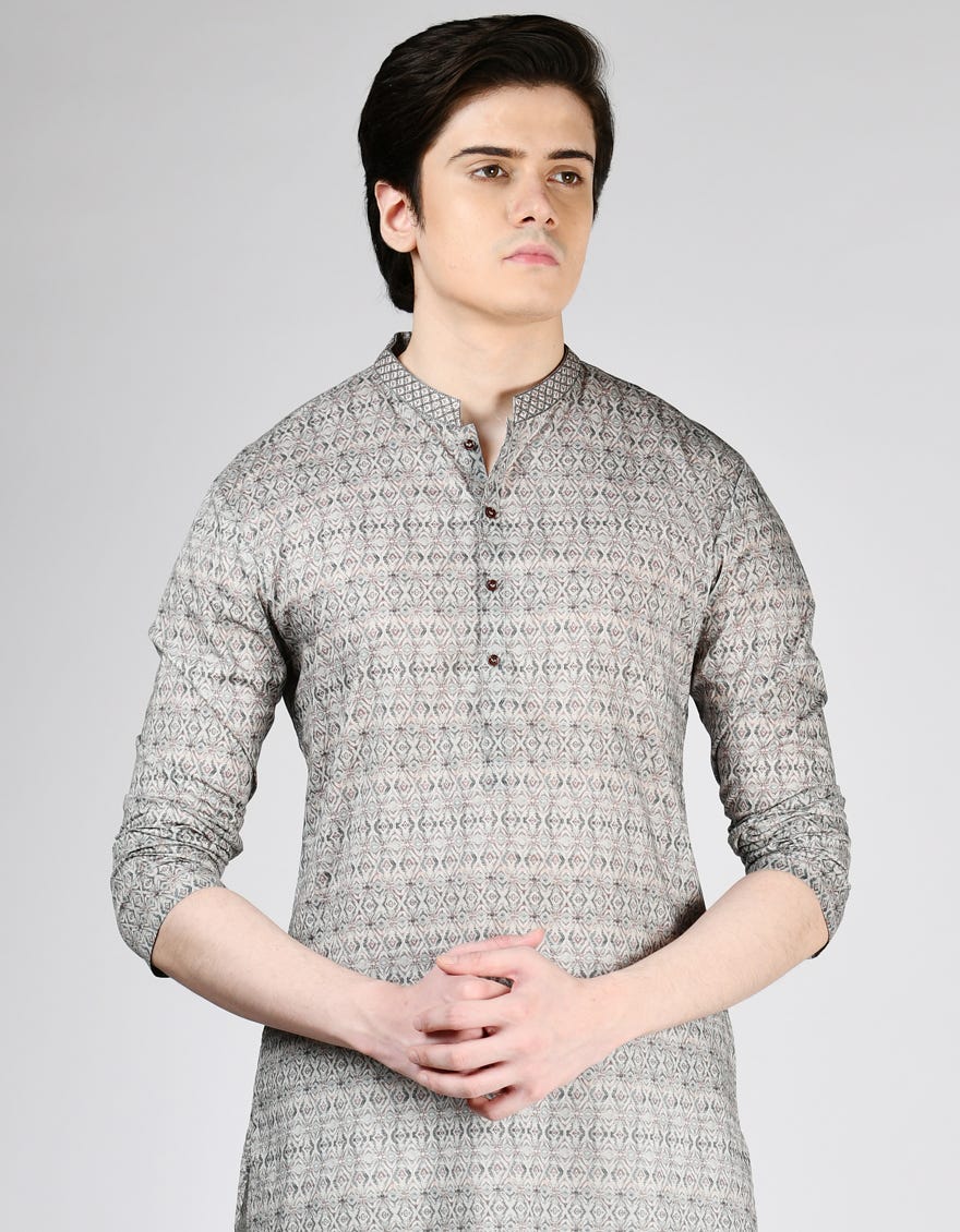 GREY COTTON KURTA | JTK-A-46479