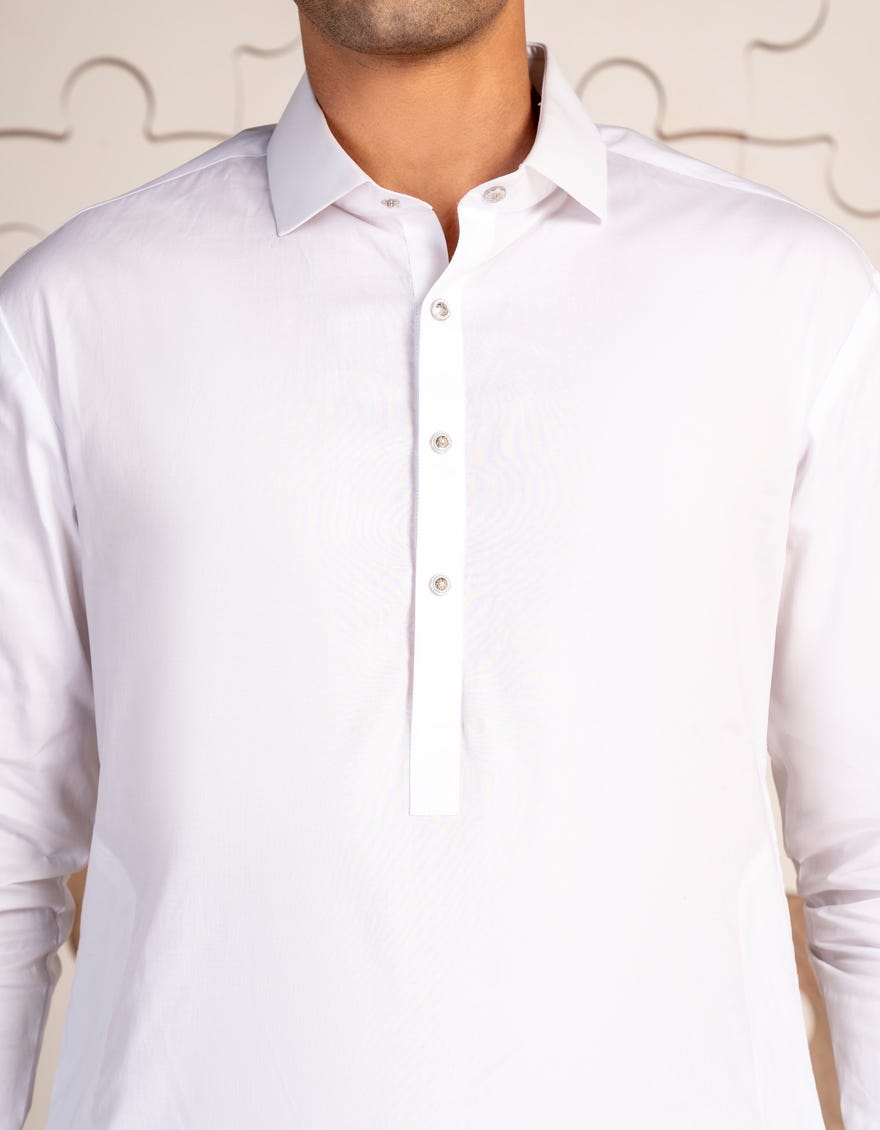 WHITE COTTON KAMEEZ SHALWAR | JTKS-A-46485