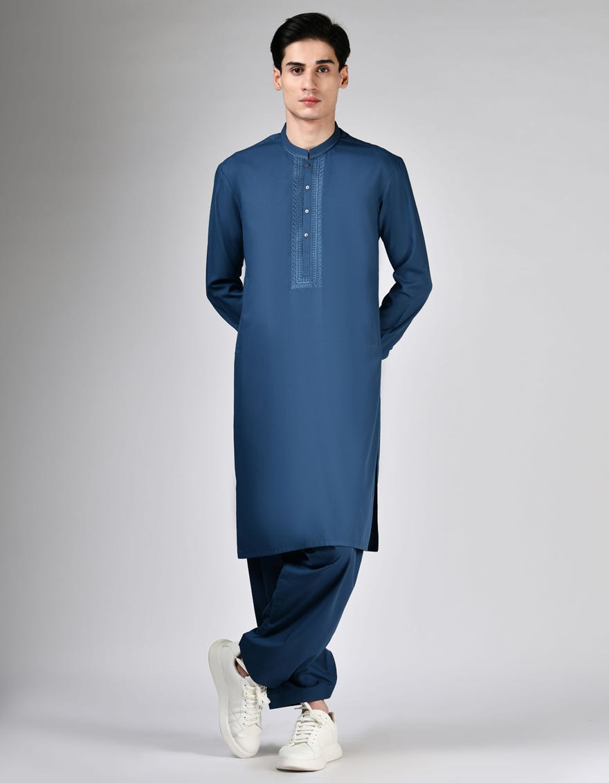 BLUE BLENDED KAMEEZ SHALWAR | JTKS-A-46506