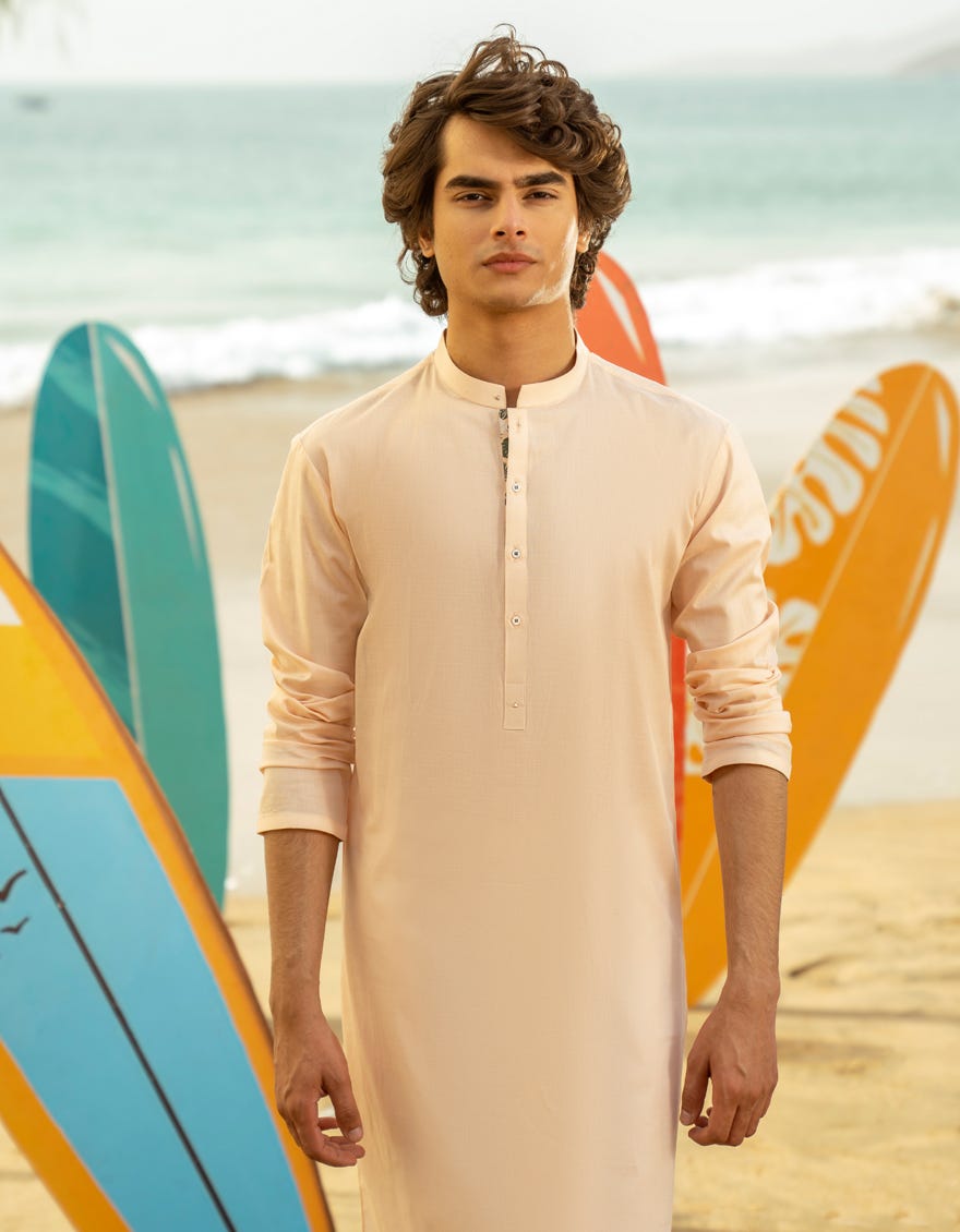 PEACH COTTON KURTA | JTK-S-46541