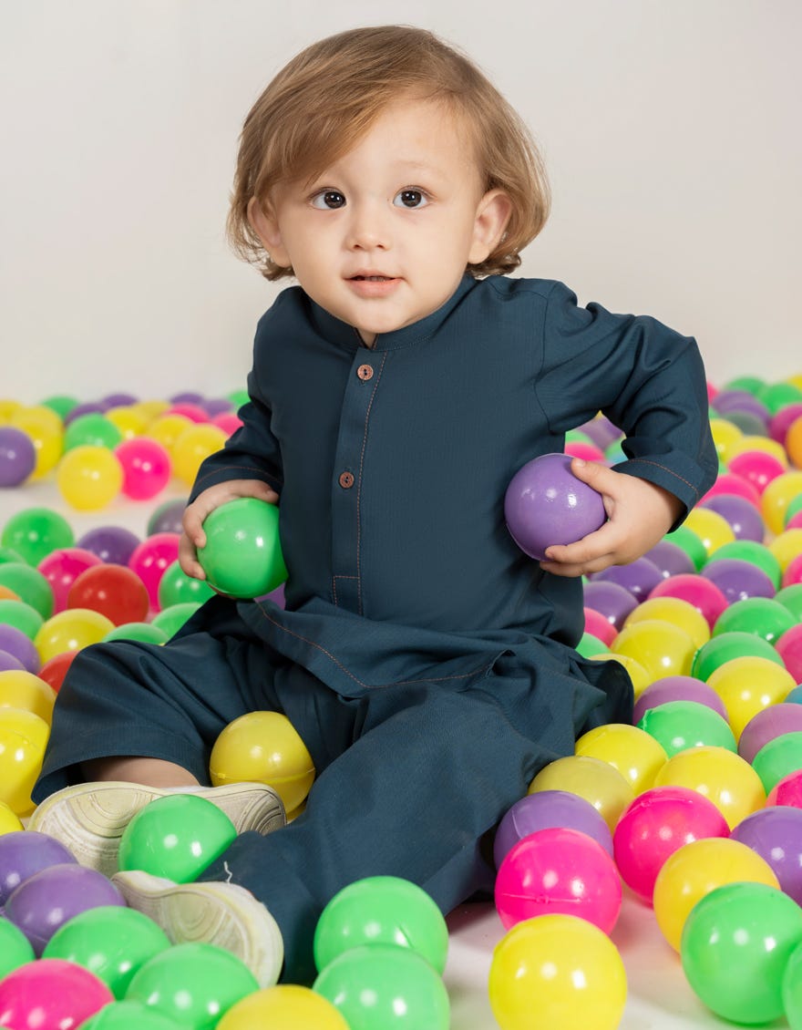 TEAL BLUE BLENDED KAMEEZ SHALWAR | JJIKS-A-46546