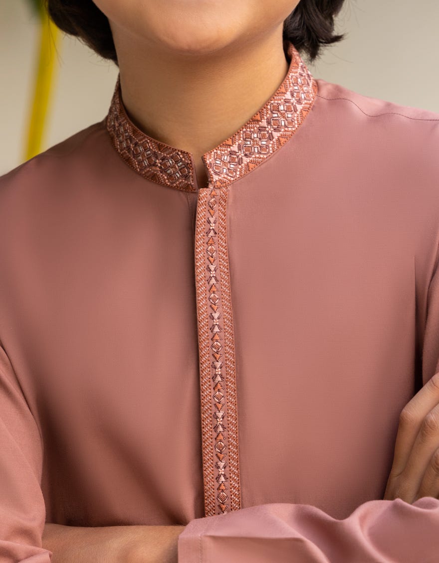 DULL BROWN BLENDED KAMEEZ SHALWAR | JCKS-A-46548