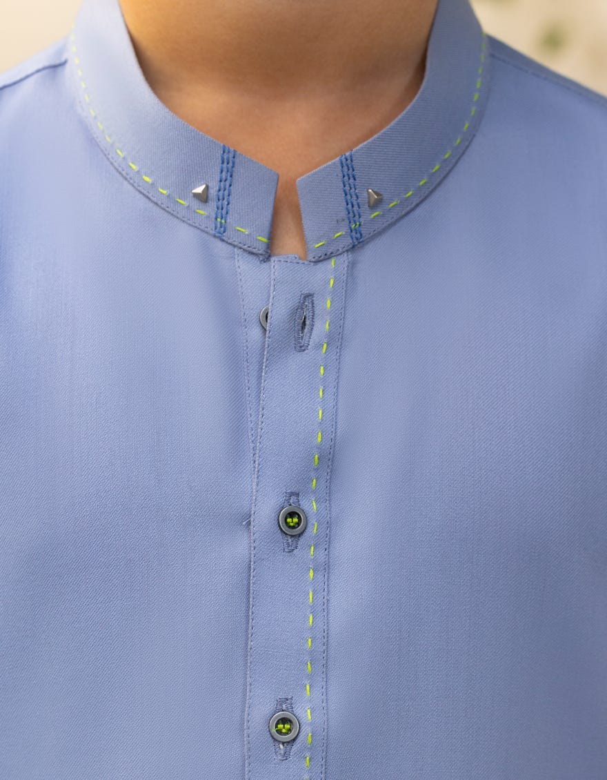 SKY BLUE BLENDED KAMEEZ SHALWAR | JCKS-A-46558