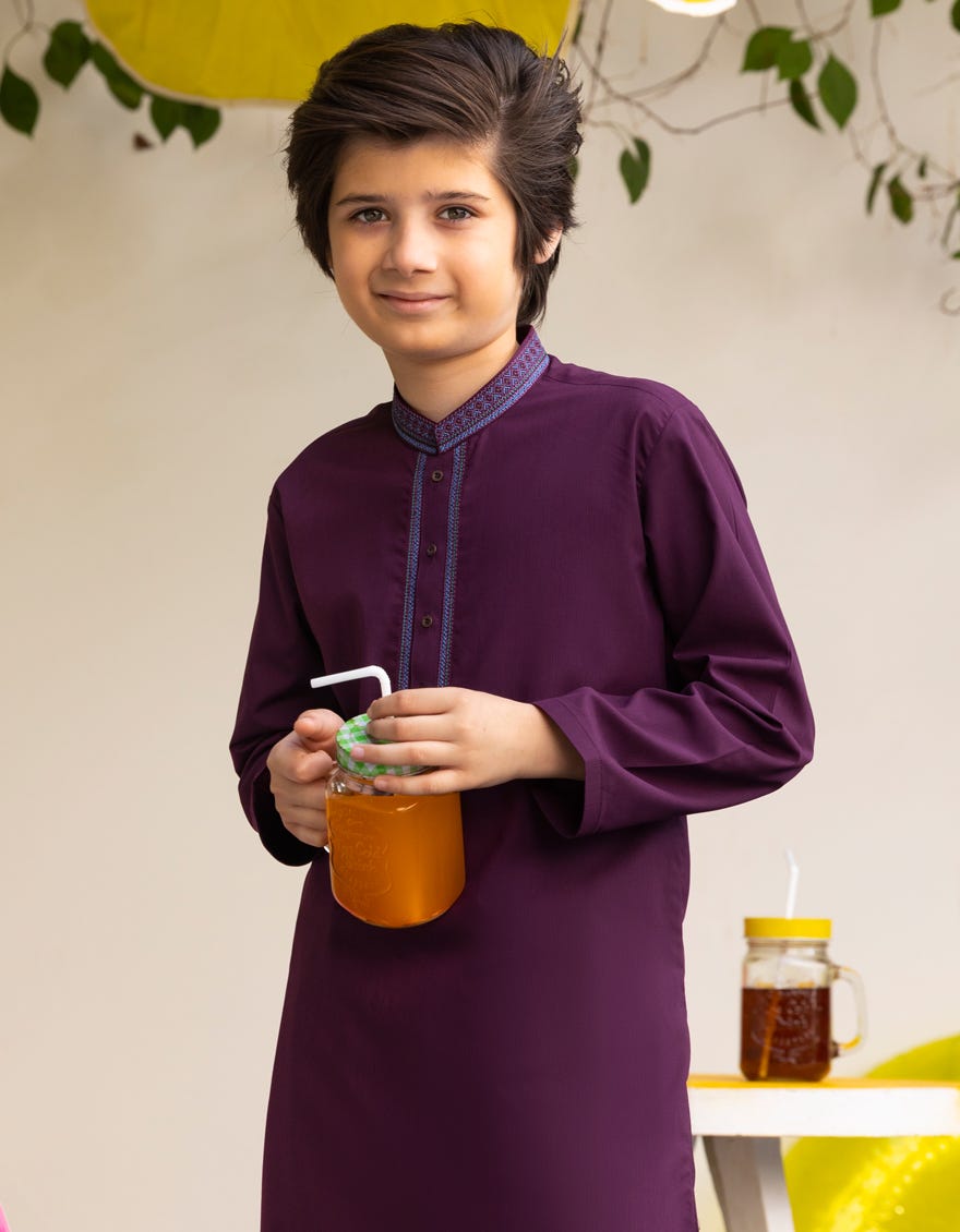 BURGUNDY BLENDED KAMEEZ SHALWAR | JCKS-A-46562