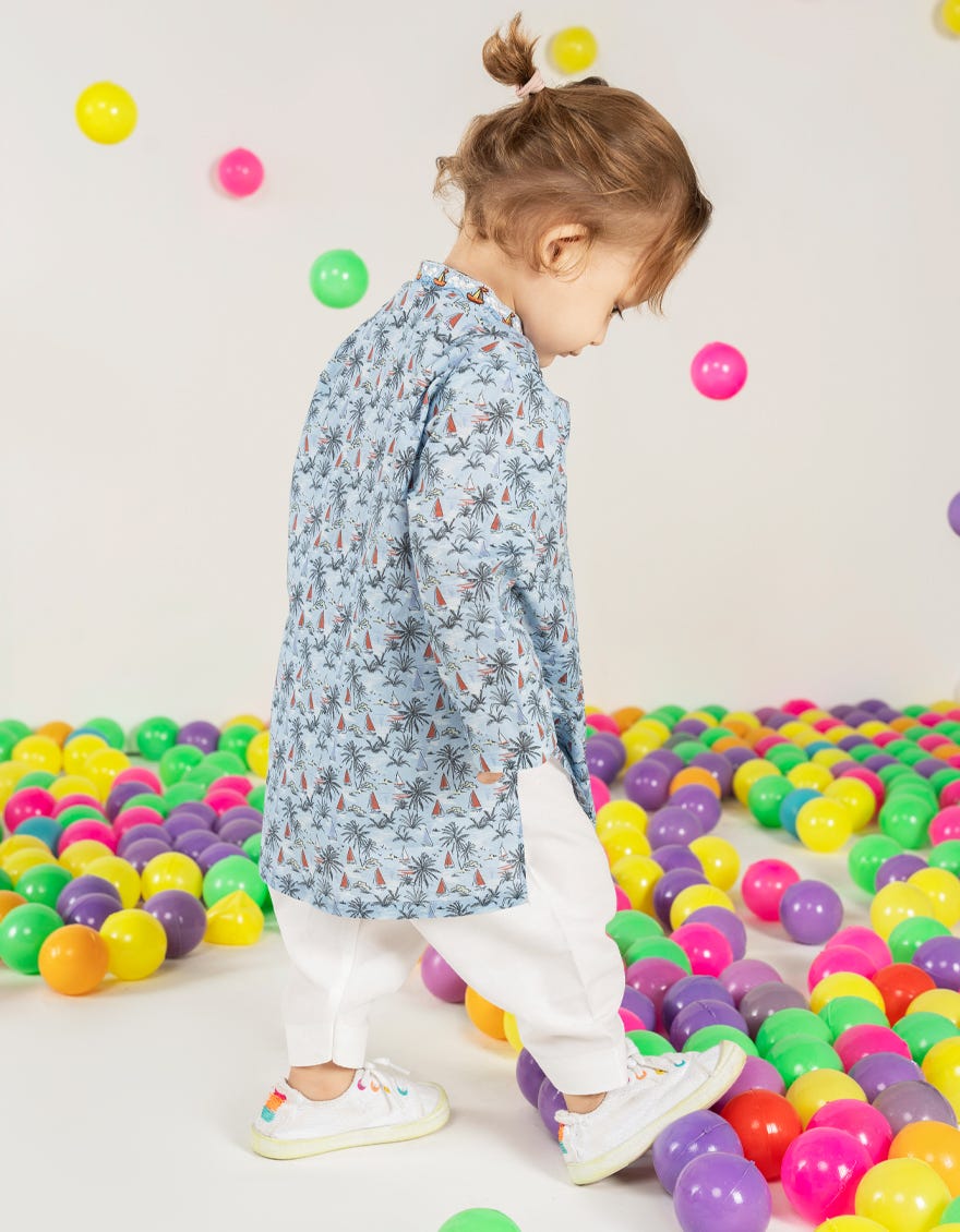 SKY BLUE COTTON KAMEEZ SHALWAR | JJIKS-S-46605