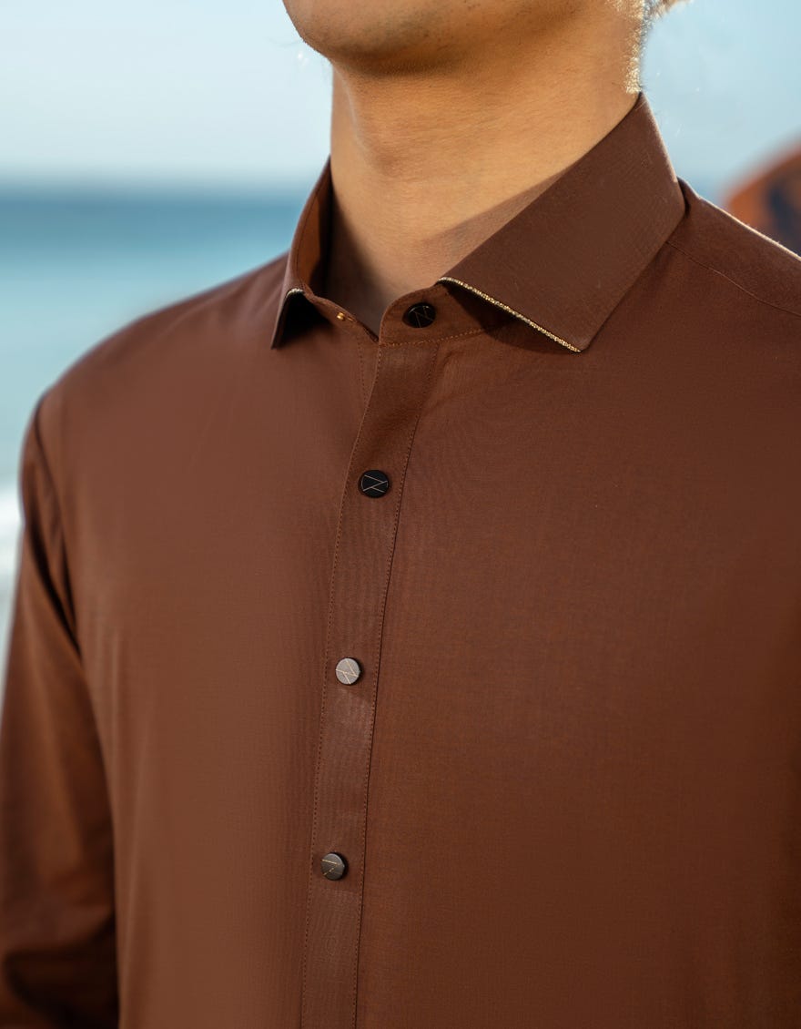 BROWN COTTON KAMEEZ SHALWAR | JTKS-A-46644