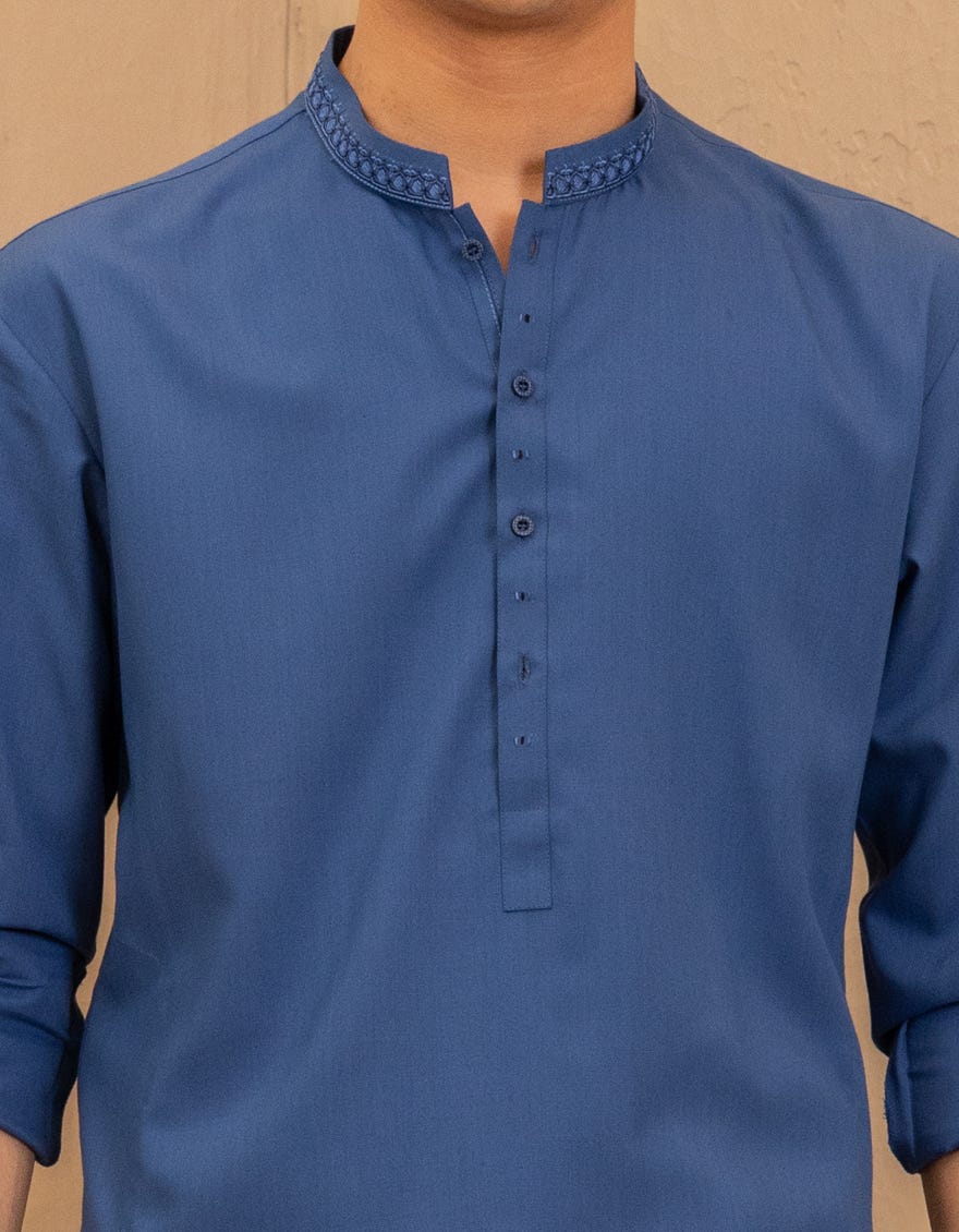 BLUE BLENDED SEMI-FORMAL KAMEEZ SHALWAR