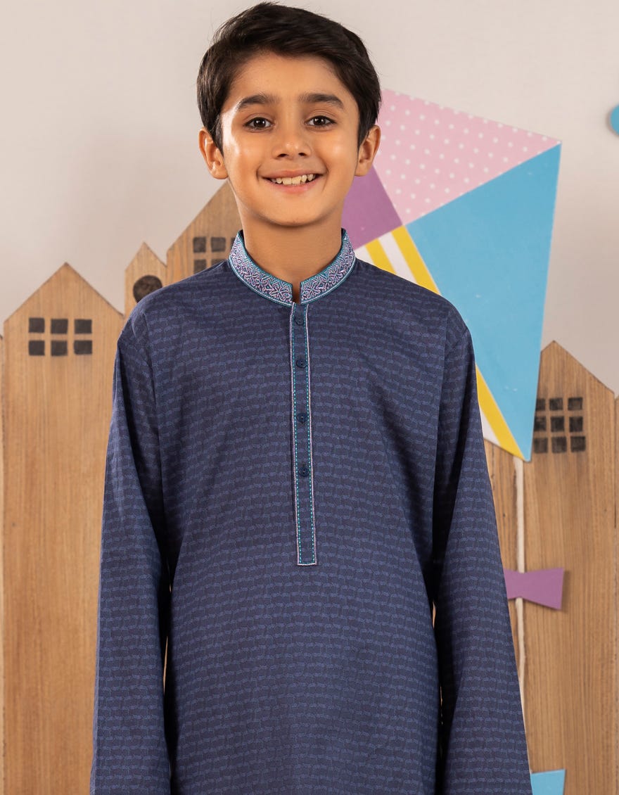 BLUE COTTON KAMEEZ SHALWAR