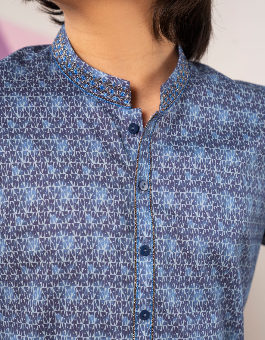 BLUE COTTON KURTA