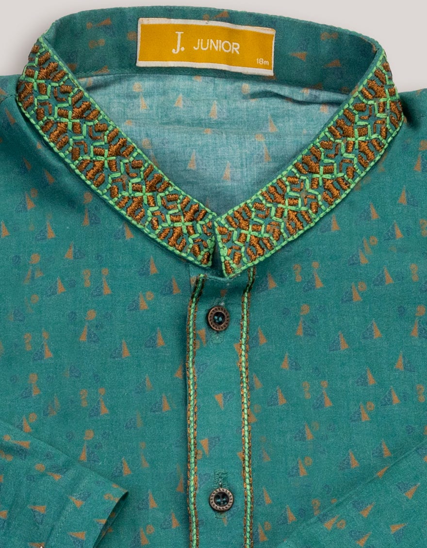 GREEN COTTON KAMEEZ SHALWAR