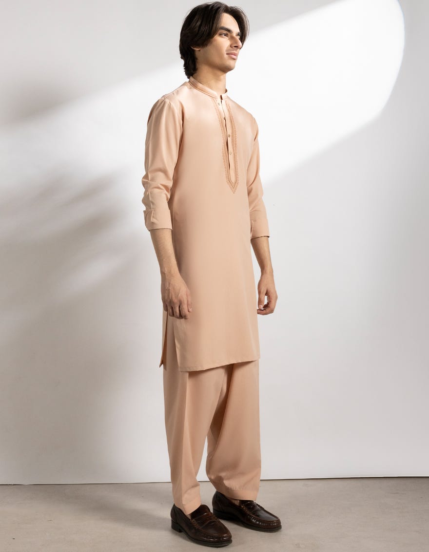 PEACH BLENDED KAMEEZ SHALWAR