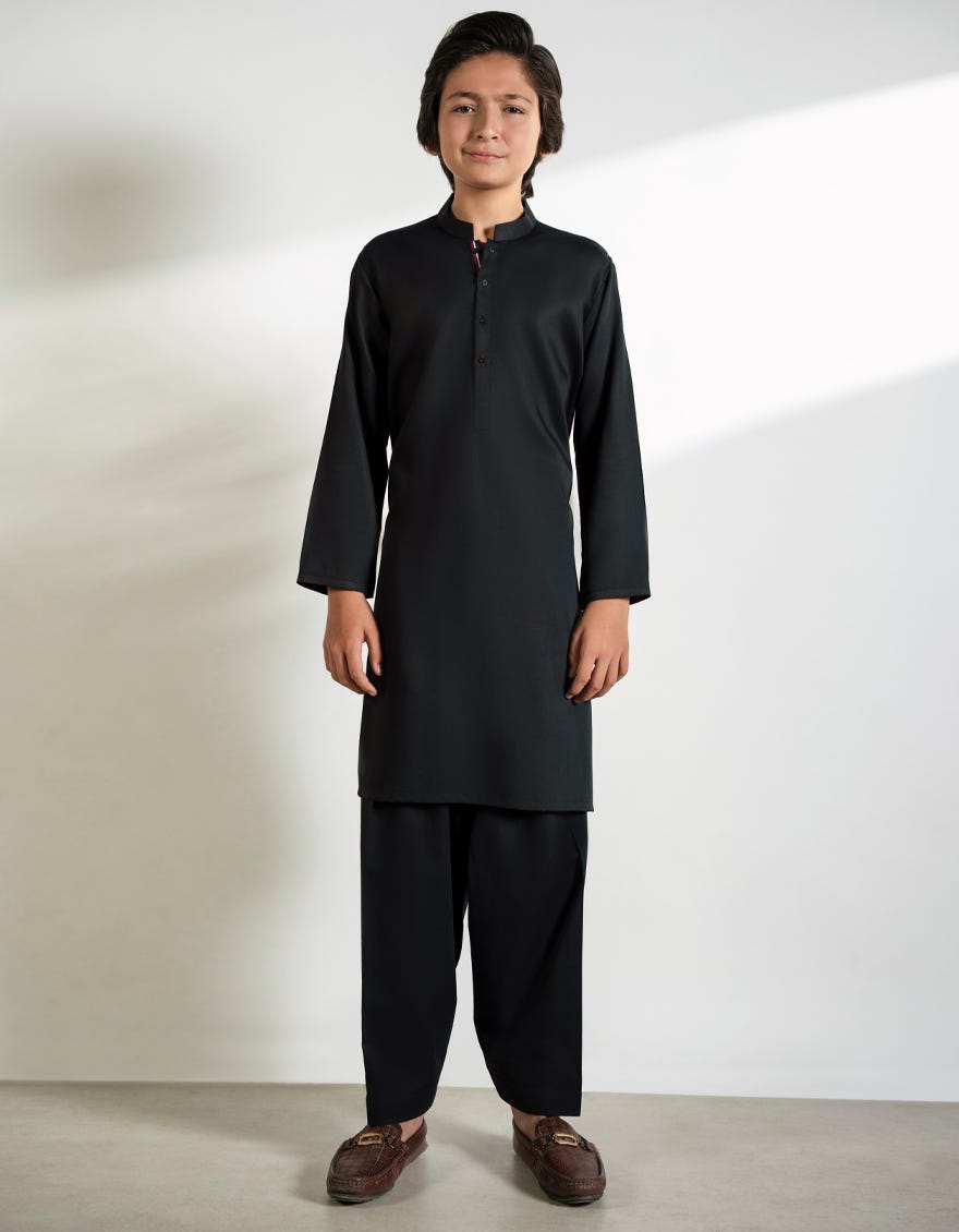 BLACK BLENDED KURTA TROUSERS
