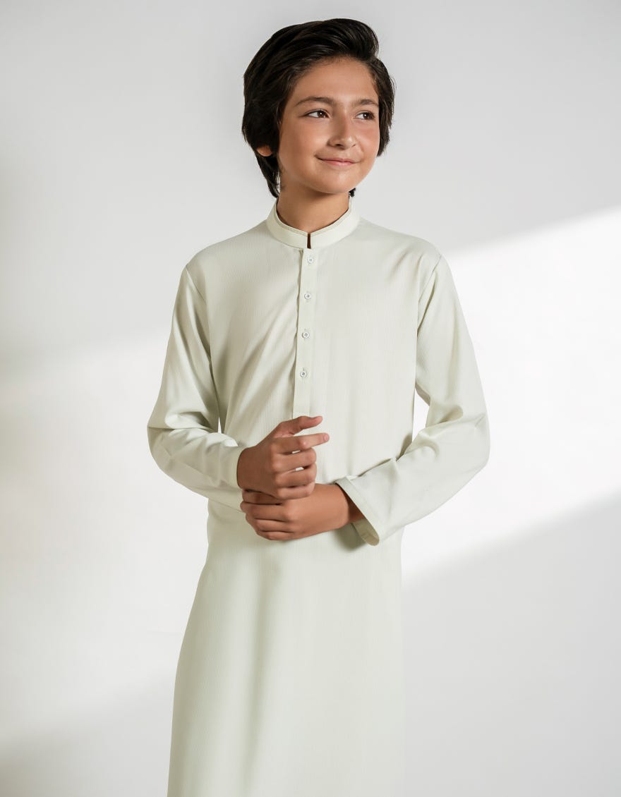 APPLE WHITE BLENDED KAMEEZ SHALWAR