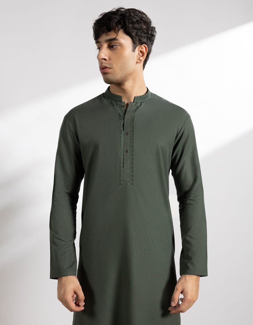DARK GREEN BLENDED KURTA