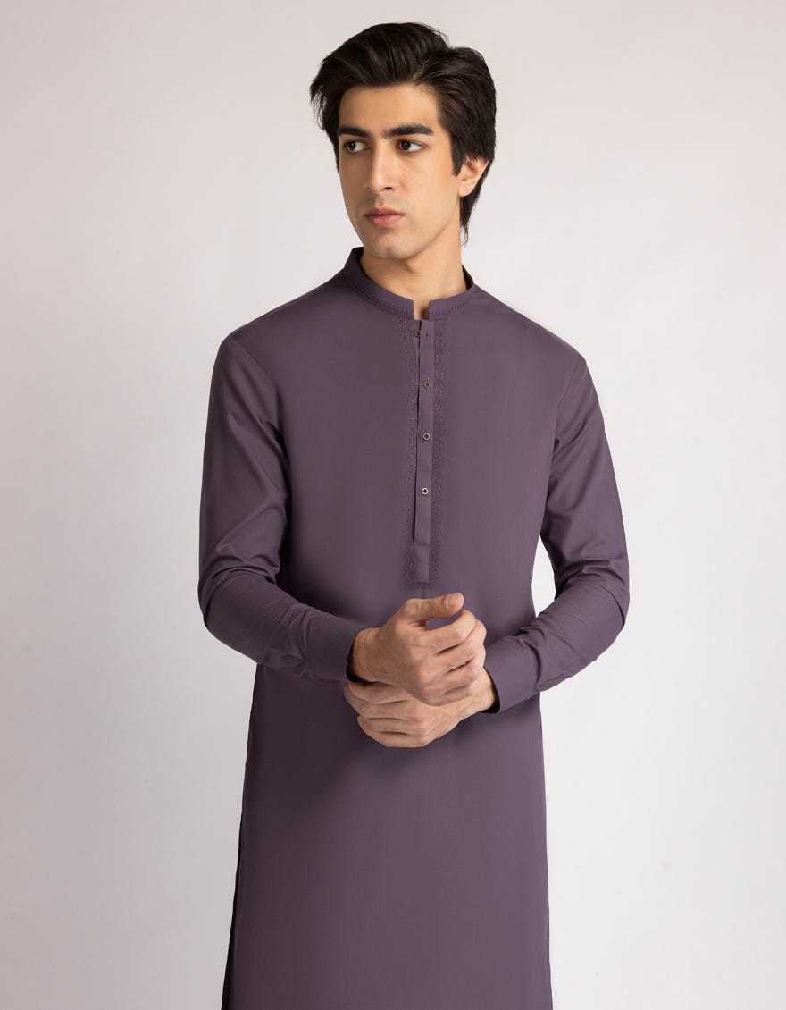 PURPLE BLENDED SEMI-FORMAL KAMEEZ SHALWAR