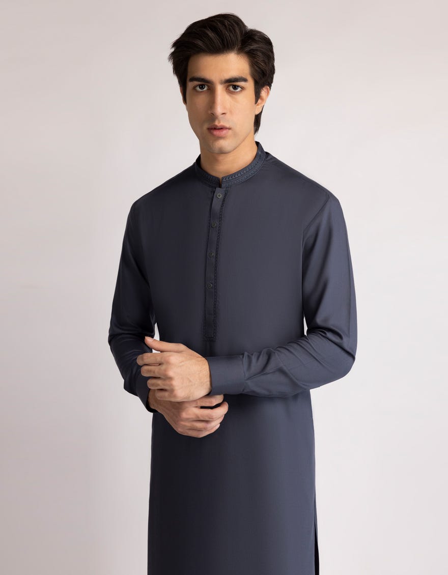 DARK GREY SEMI FORMAL KAMEEZ SHALWAR