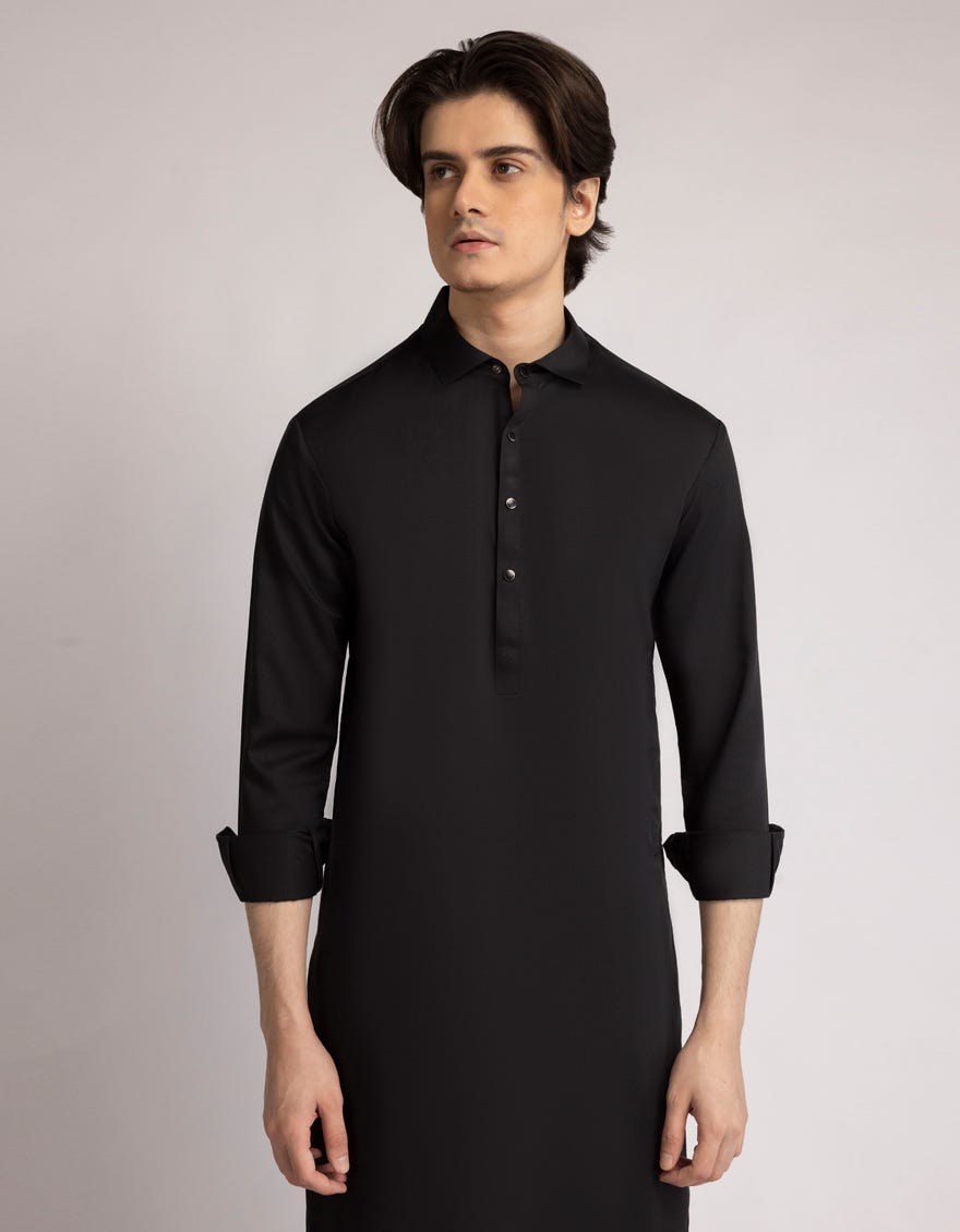 BLACK BLENDED PLAIN KAMEEZ SHALWAR