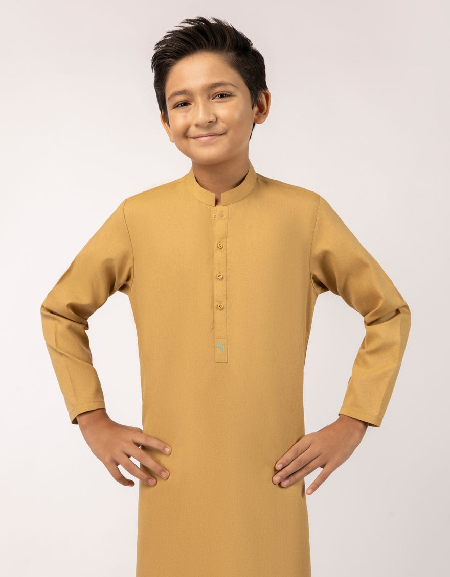 MUSTARD BLENDED PLAIN KAMEEZ SHALWAR