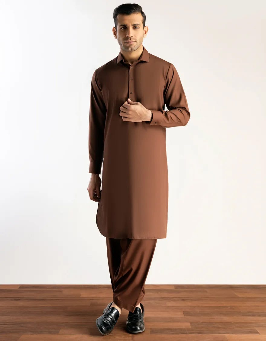 BROWN BLENDED CASUAL KAMEEZ SHALWAR