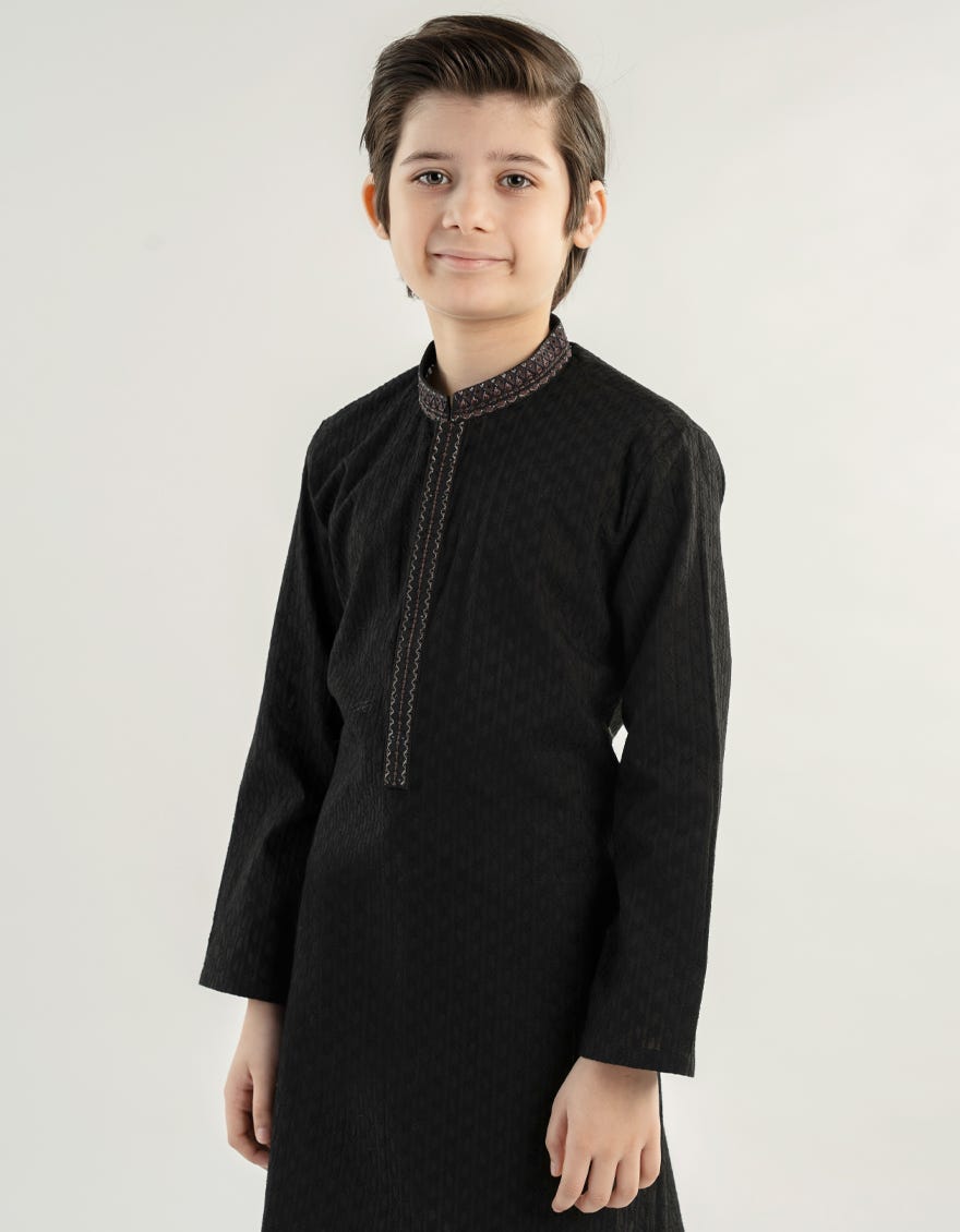 BLACK COTTON KURTA | JCK-A-47316