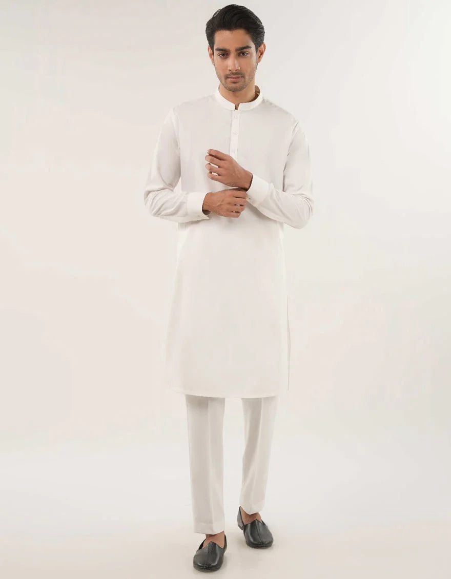 WHITE PLAIN KURTA TROUSERS