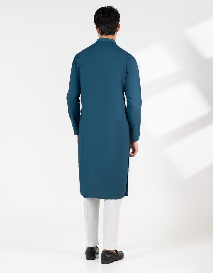 TEAL BLUE BLENDED SEMI-FORMAL KURTA