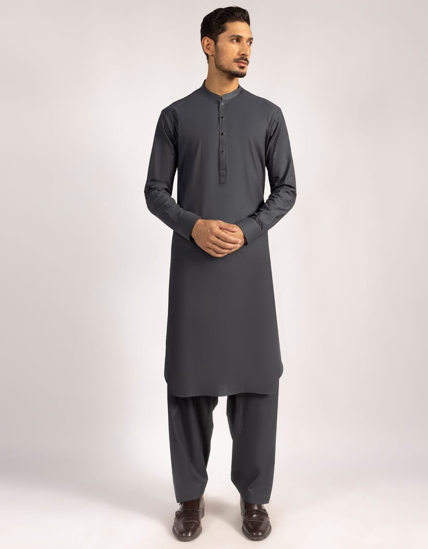 GREY COTTON CASUAL KAMEEZ SHALWAR