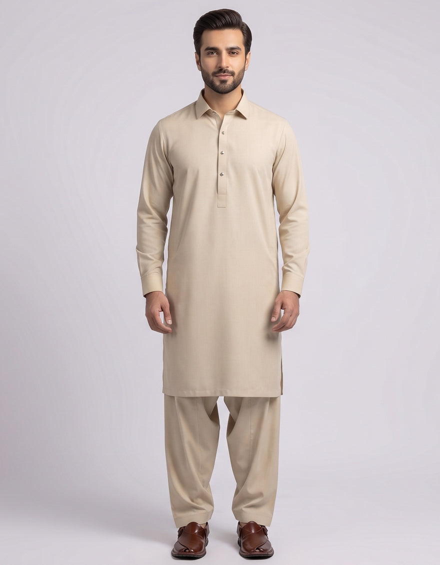 BEIGE BLENDED CASUAL KAMEEZ SHALWAR