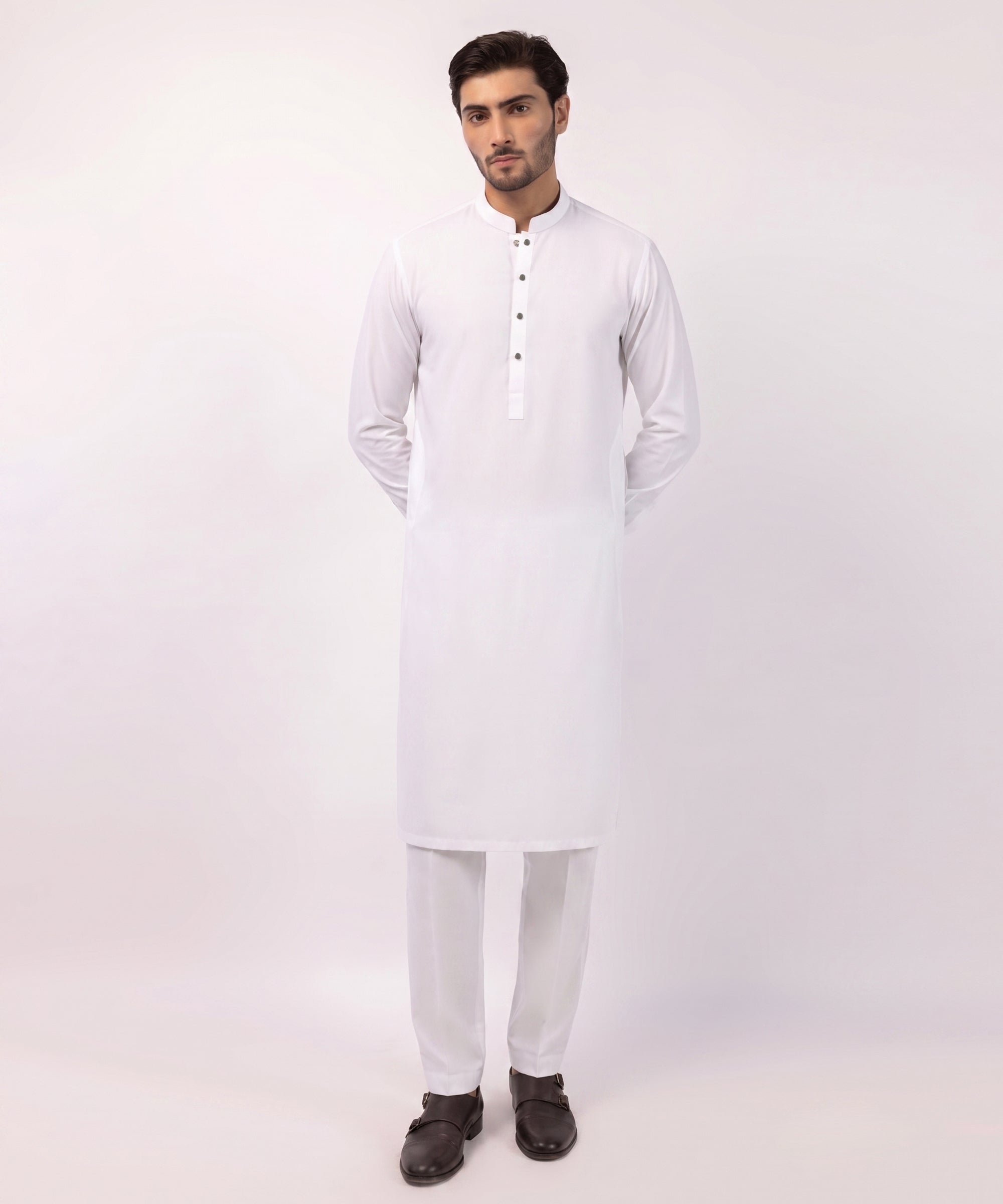 White Plain Kurta Trousers