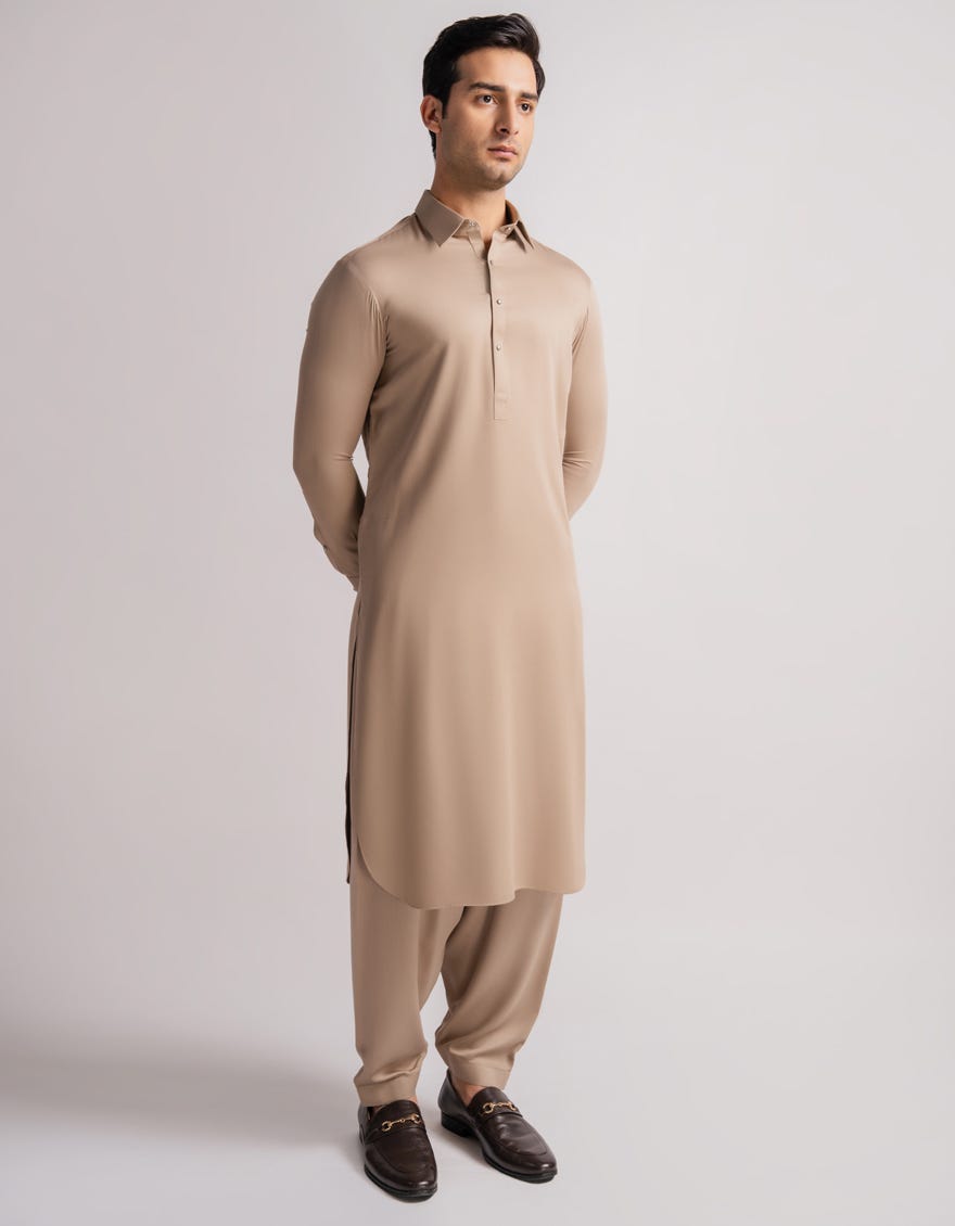 BROWN PLAIN KAMEEZ SHALWAR
