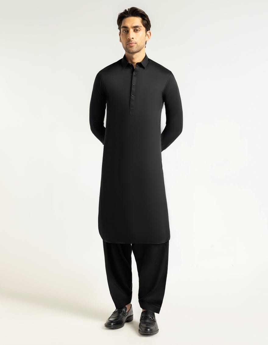 BLACK PLAIN KAMEEZ SHALWAR