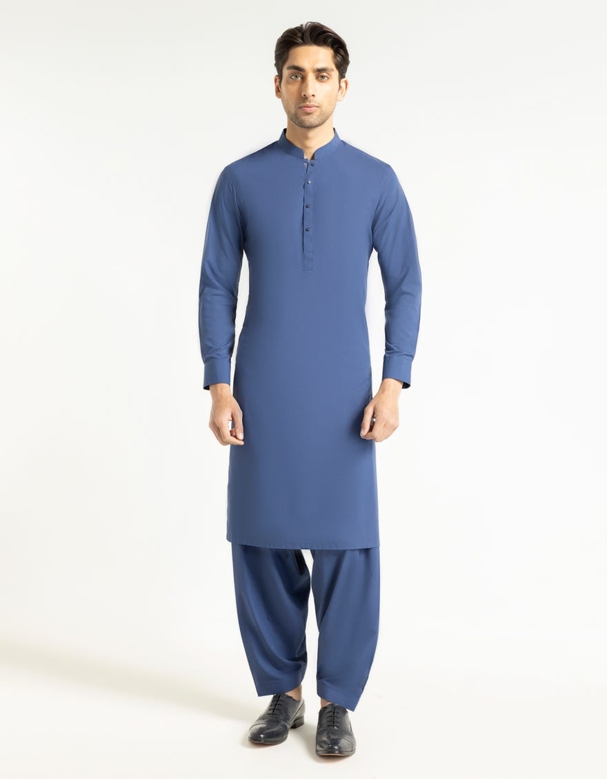BLUE PLAIN KAMEEZ SHALWAR