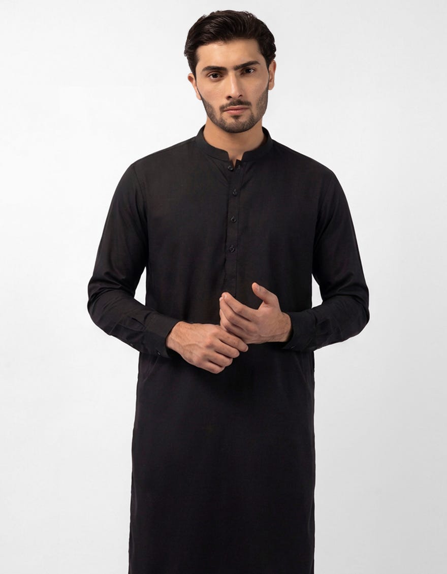 BLACK COTTON CASUAL KAMEEZ SHALWAR