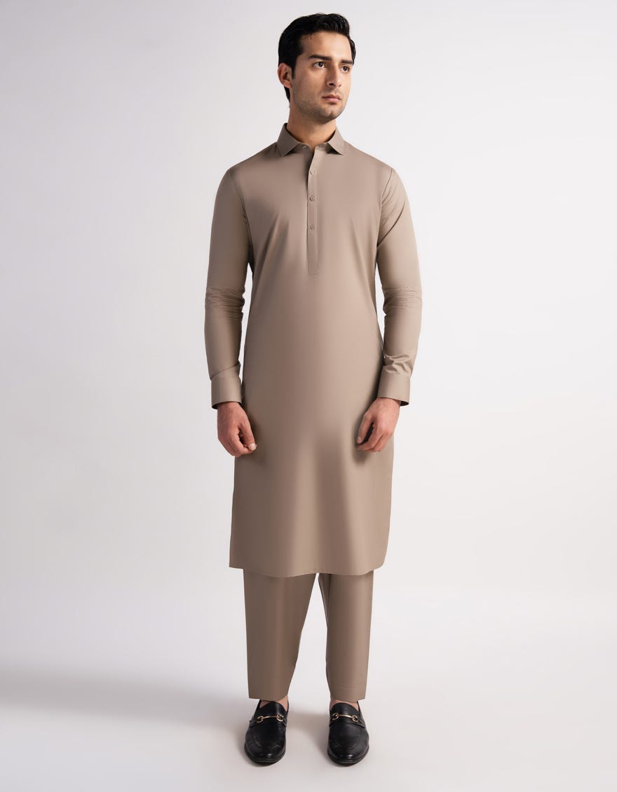 BROWN COTTON CASUAL KAMEEZ SHALWAR