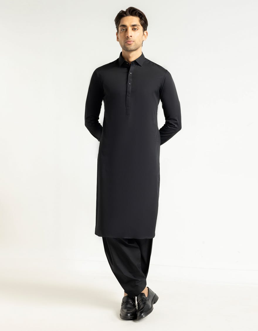BLACK COTTON PLAIN KAMEEZ SHALWAR