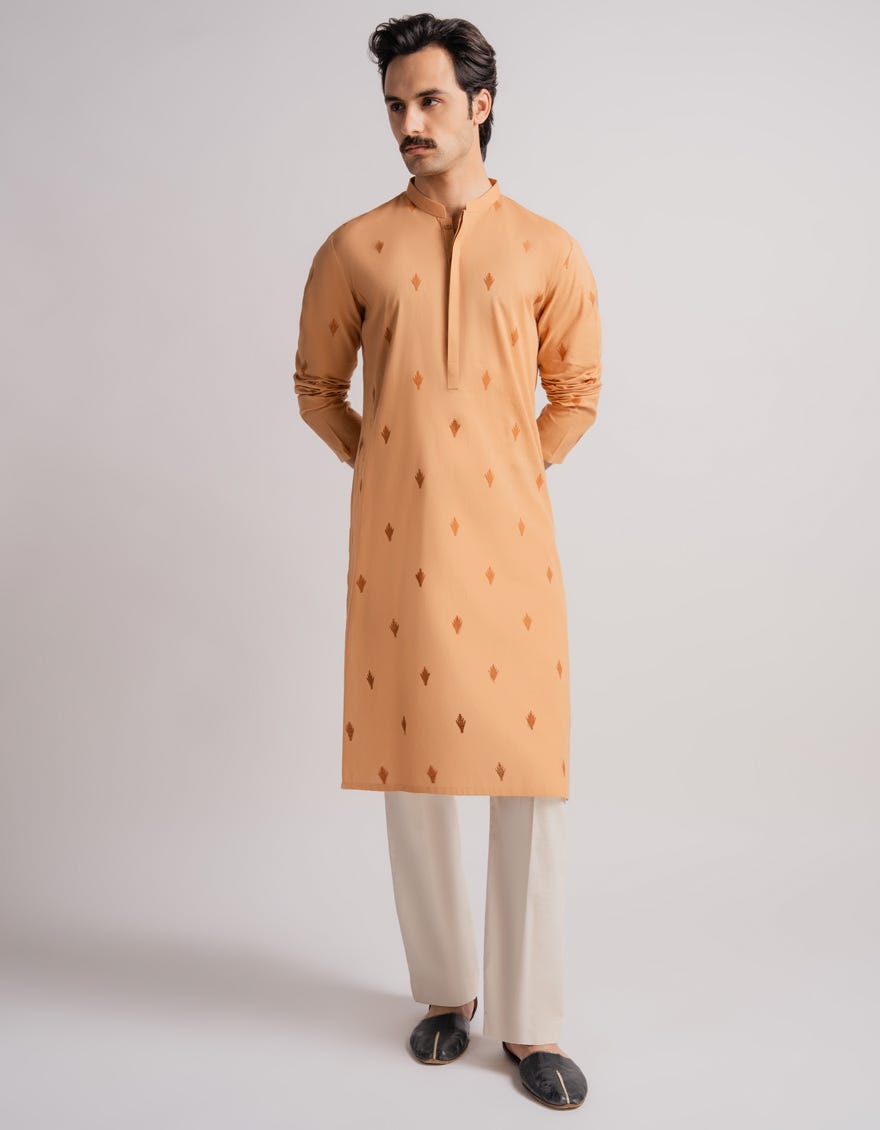 RUST COTTON SEMI-FORMAL KURTA