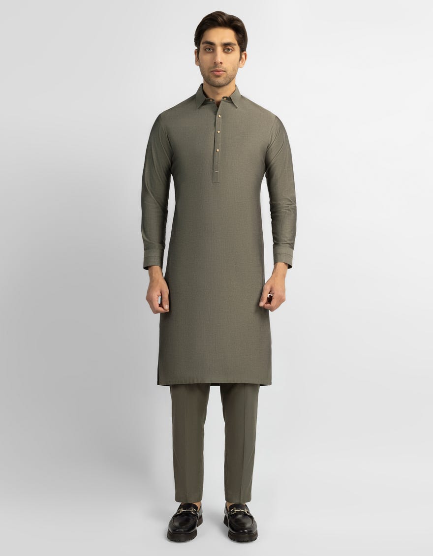 GREY COTTON CASUAL KURTA TROUSERS