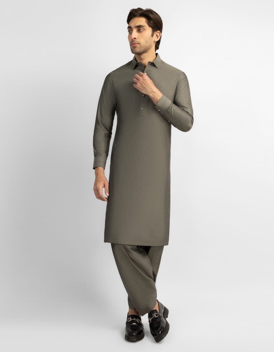 GREY COTTON CASUAL KAMEEZ SHALWAR