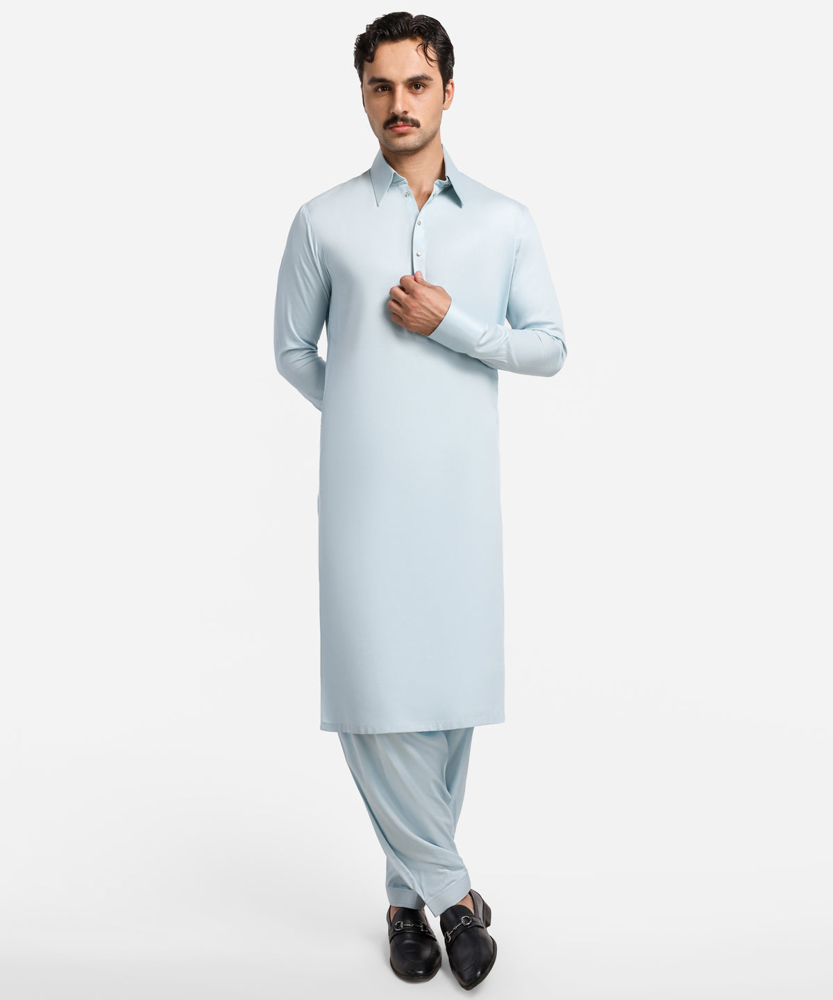 Sky Blue Plain Kameez Shalwar