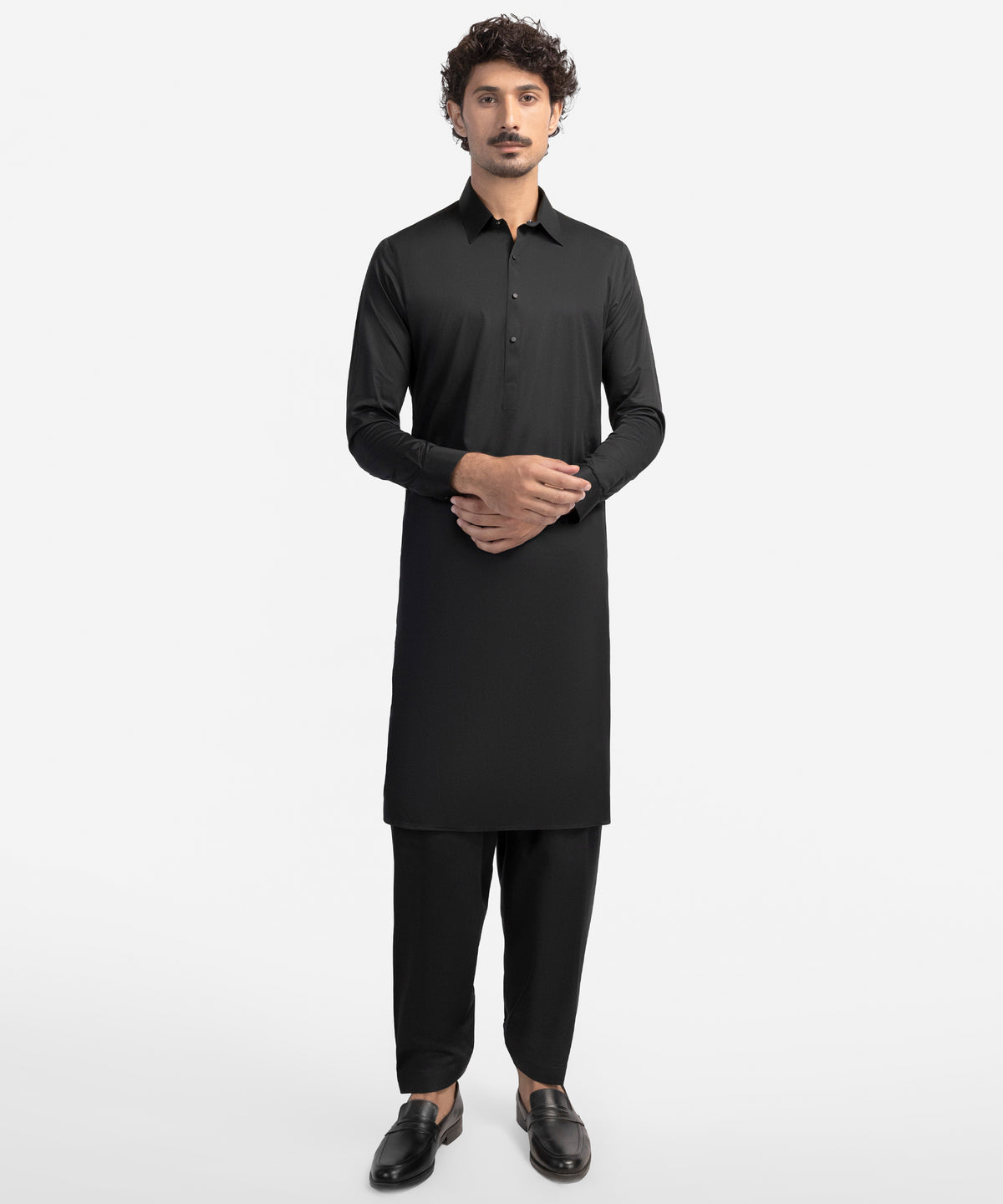 Black Cotton Plain Kameez Shalwar