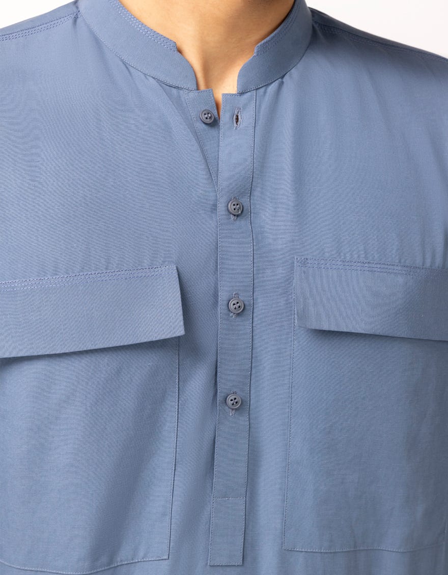 BLUE CASUAL SHORT KURTA TROUSERS